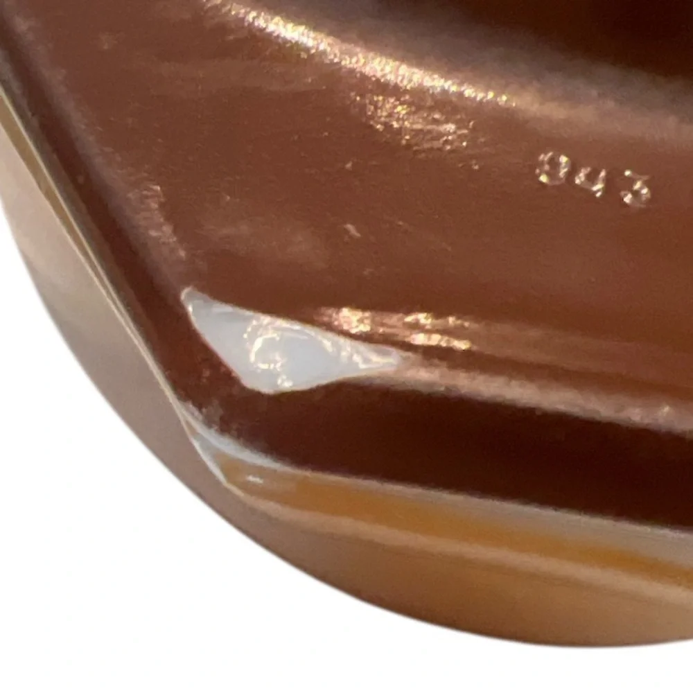 Vintage Pyrex 043 1.5 Qt Old Orchard Fruit Tan‎ Casserole Dish with Brown Lid